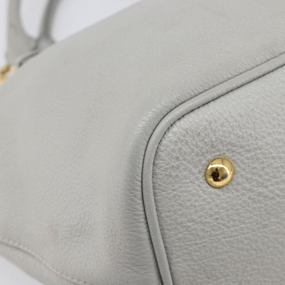 Miu Miu Hand Bag Leather 2way Gray Gold Auth 206086V