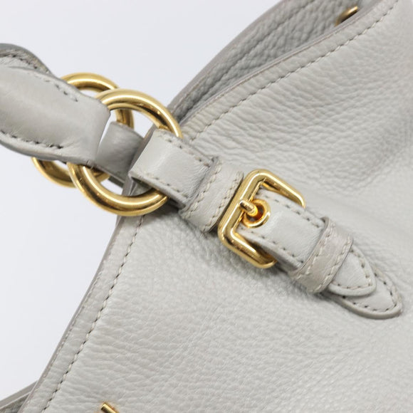 Miu Miu Hand Bag Leather 2way Gray Gold Auth 206086V
