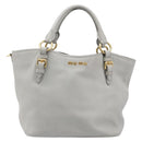 Miu Miu Hand Bag Leather 2way Gray Gold Auth 206086V-13