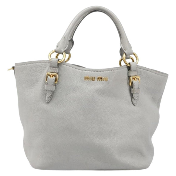 Miu Miu Hand Bag Leather 2way Gray Gold Auth 206086V