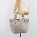 Miu Miu Hand Bag Leather 2way Gray Gold Auth 206086V-25