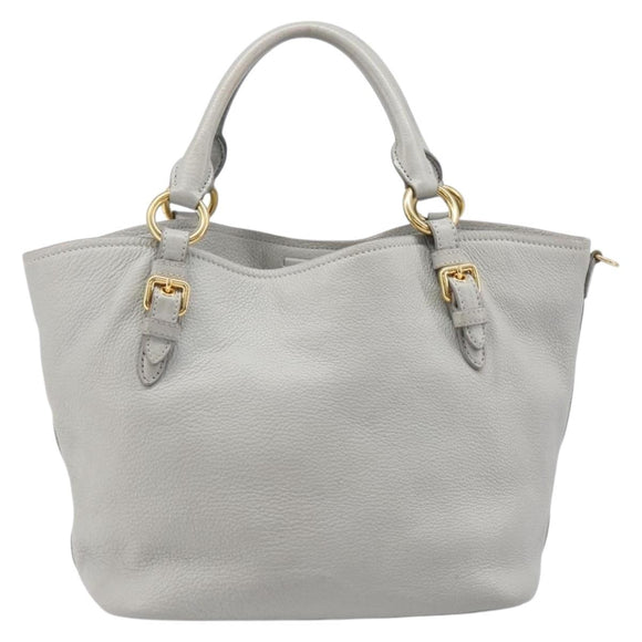 Miu Miu Hand Bag Leather 2way Gray Gold Auth 206086V