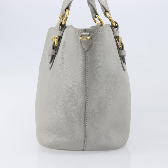 Miu Miu Hand Bag Leather 2way Gray Gold Auth 206086V