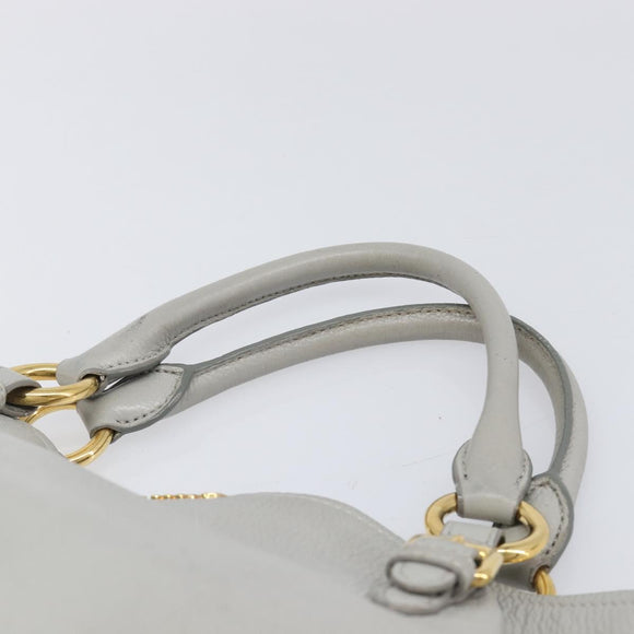 Miu Miu Hand Bag Leather 2way Gray Gold Auth 206086V
