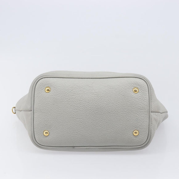 Miu Miu Hand Bag Leather 2way Gray Gold Auth 206086V