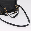 Chloe Paraty Hand Bag Leather 2way Black Gold Auth 206089V-10