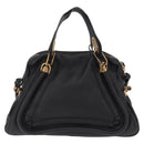 Chloe Paraty Hand Bag Leather 2way Black Gold Auth 206089V-3