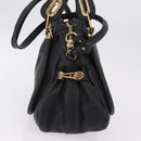 Chloe Paraty Hand Bag Leather 2way Black Gold Auth 206089V-5