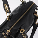 Chloe Paraty Hand Bag Leather 2way Black Gold Auth 206089V-6