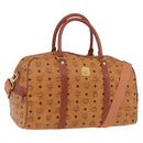 MCM Logogram Vicetos Boston Bag PVC Leather 2way Brown Gold Auth 206094-1