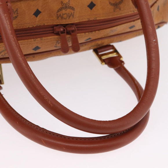 MCM Logogram Vicetos Boston Bag PVC Leather 2way Brown Gold Auth 206094