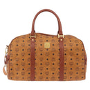 MCM Logogram Vicetos Boston Bag PVC Leather 2way Brown Gold Auth 206094-2