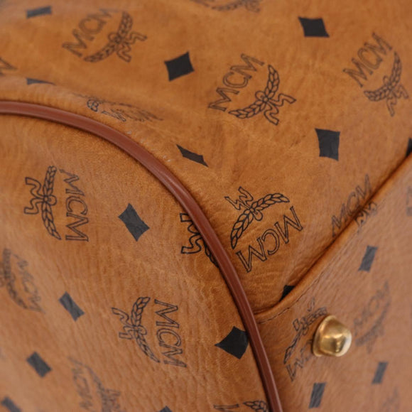 MCM Logogram Vicetos Boston Bag PVC Leather 2way Brown Gold Auth 206094