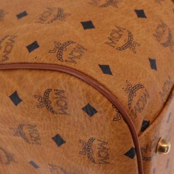 MCM Logogram Vicetos Boston Bag PVC Leather 2way Brown Gold Auth 206094