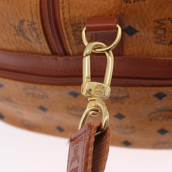 MCM Logogram Vicetos Boston Bag PVC Leather 2way Brown Gold Auth 206094