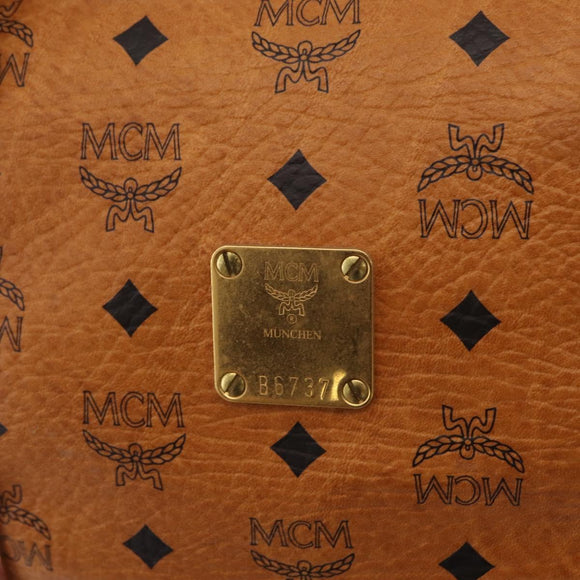 MCM Logogram Vicetos Boston Bag PVC Leather 2way Brown Gold Auth 206094