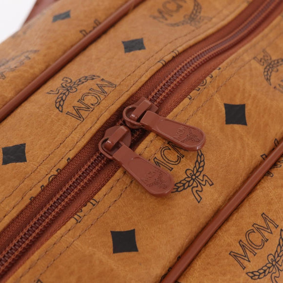 MCM Logogram Vicetos Boston Bag PVC Leather 2way Brown Gold Auth 206094