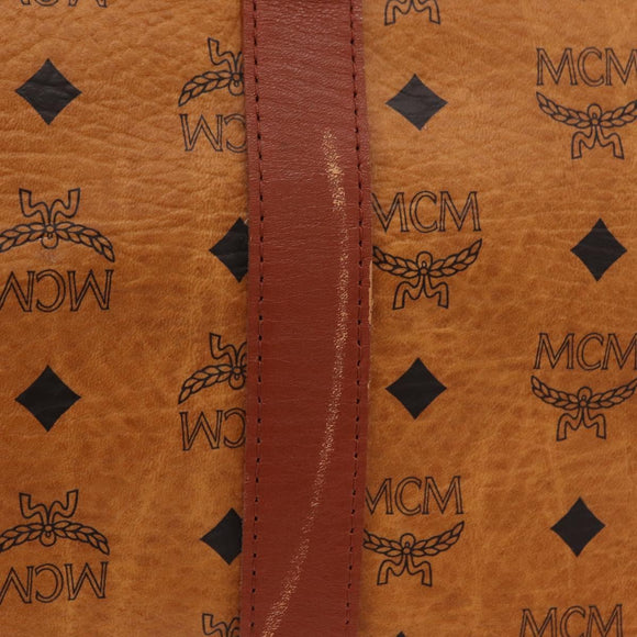 MCM Logogram Vicetos Boston Bag PVC Leather 2way Brown Gold Auth 206094