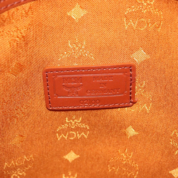 MCM Logogram Vicetos Boston Bag PVC Leather 2way Brown Gold Auth 206094