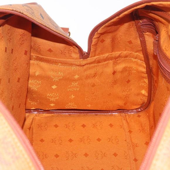 MCM Logogram Vicetos Boston Bag PVC Leather 2way Brown Gold Auth 206094
