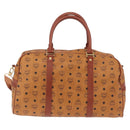 MCM Logogram Vicetos Boston Bag PVC Leather 2way Brown Gold Auth 206094-4