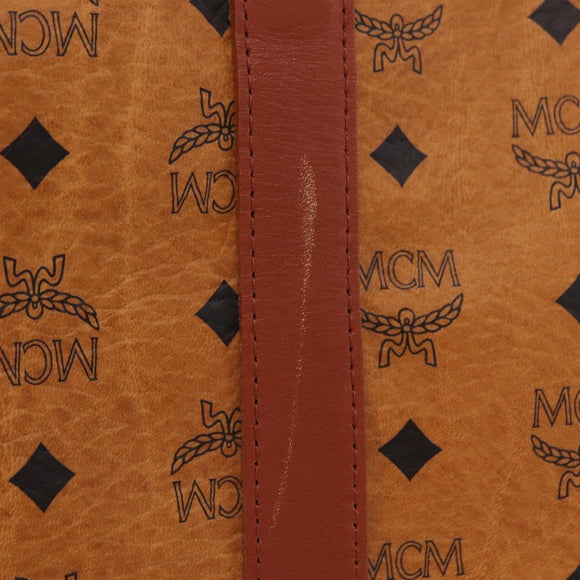 MCM Logogram Vicetos Boston Bag PVC Leather 2way Brown Gold Auth 206094
