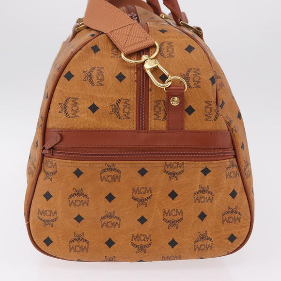 MCM Logogram Vicetos Boston Bag PVC Leather 2way Brown Gold Auth 206094