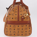 MCM Logogram Vicetos Boston Bag PVC Leather 2way Brown Gold Auth 206094-9