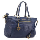 Miu Miu Hand Bag Vitellolux 2way Navy Gold Auth 206095M-1