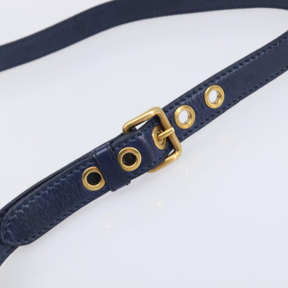 Miu Miu Hand Bag Vitellolux 2way Navy Gold Auth 206095M