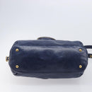 Miu Miu Hand Bag Vitellolux 2way Navy Gold Auth 206095M-5