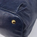 Miu Miu Hand Bag Vitellolux 2way Navy Gold Auth 206095M-16