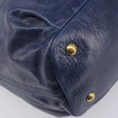Miu Miu Hand Bag Vitellolux 2way Navy Gold Auth 206095M-17