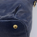 Miu Miu Hand Bag Vitellolux 2way Navy Gold Auth 206095M-18