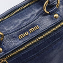 Miu Miu Hand Bag Vitellolux 2way Navy Gold Auth 206095M-20