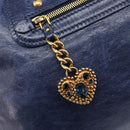 Miu Miu Hand Bag Vitellolux 2way Navy Gold Auth 206095M-21