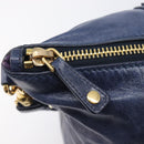 Miu Miu Hand Bag Vitellolux 2way Navy Gold Auth 206095M-22