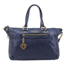 Miu Miu Hand Bag Vitellolux 2way Navy Gold Auth 206095M-13