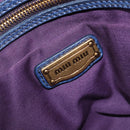 Miu Miu Hand Bag Vitellolux 2way Navy Gold Auth 206095M-23