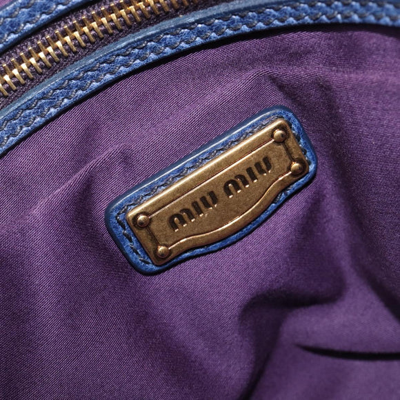 Miu Miu Hand Bag Vitellolux 2way Navy Gold Auth 206095M