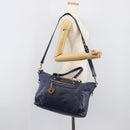 Miu Miu Hand Bag Vitellolux 2way Navy Gold Auth 206095M-30