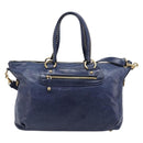 Miu Miu Hand Bag Vitellolux 2way Navy Gold Auth 206095M-2