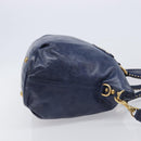 Miu Miu Hand Bag Vitellolux 2way Navy Gold Auth 206095M-3