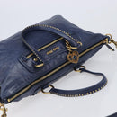 Miu Miu Hand Bag Vitellolux 2way Navy Gold Auth 206095M-6