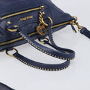 Miu Miu Hand Bag Vitellolux 2way Navy Gold Auth 206095M-7