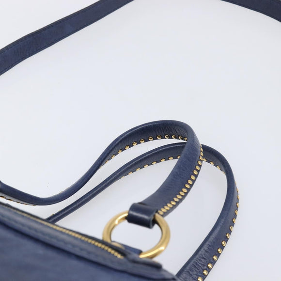 Miu Miu Hand Bag Vitellolux 2way Navy Gold Auth 206095M