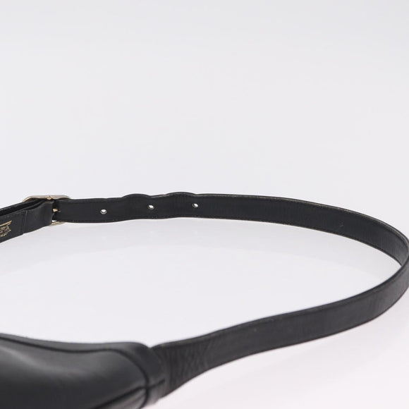 GUCCI Web Sherry Line Shoulder Bag Leather Black Gold Auth 206101
