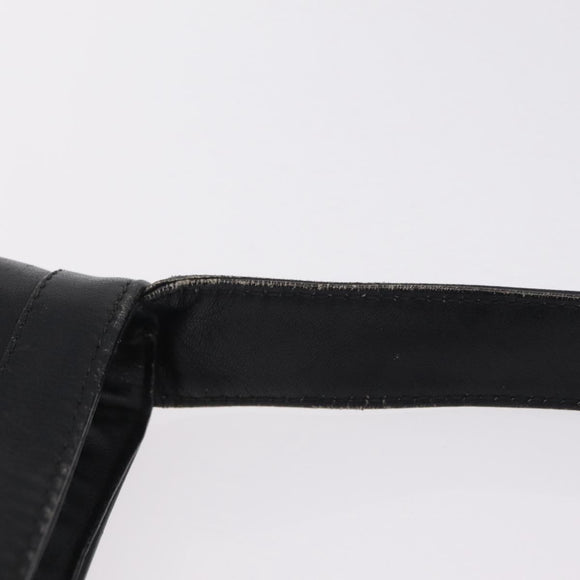 GUCCI Web Sherry Line Shoulder Bag Leather Black Gold Auth 206101
