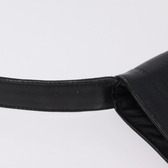 GUCCI Web Sherry Line Shoulder Bag Leather Black Gold Auth 206101