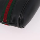 GUCCI Web Sherry Line Shoulder Bag Leather Black Gold Auth 206101-16